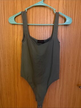 Dynamic Olive Green Scoop Neck Bodysuit